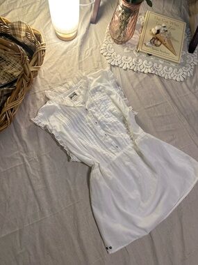 vintage coquette white ruffle pintuck blouse